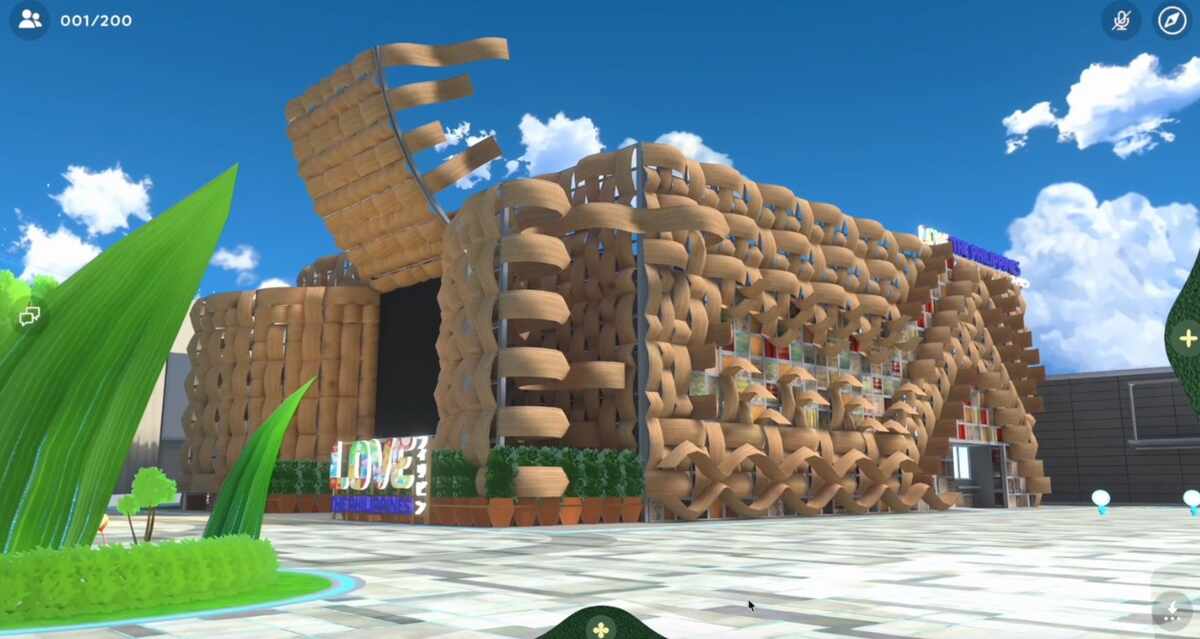 バーチャル万博内のパビリオン。建築データをもとに再現している(©NTT CORPORATION)